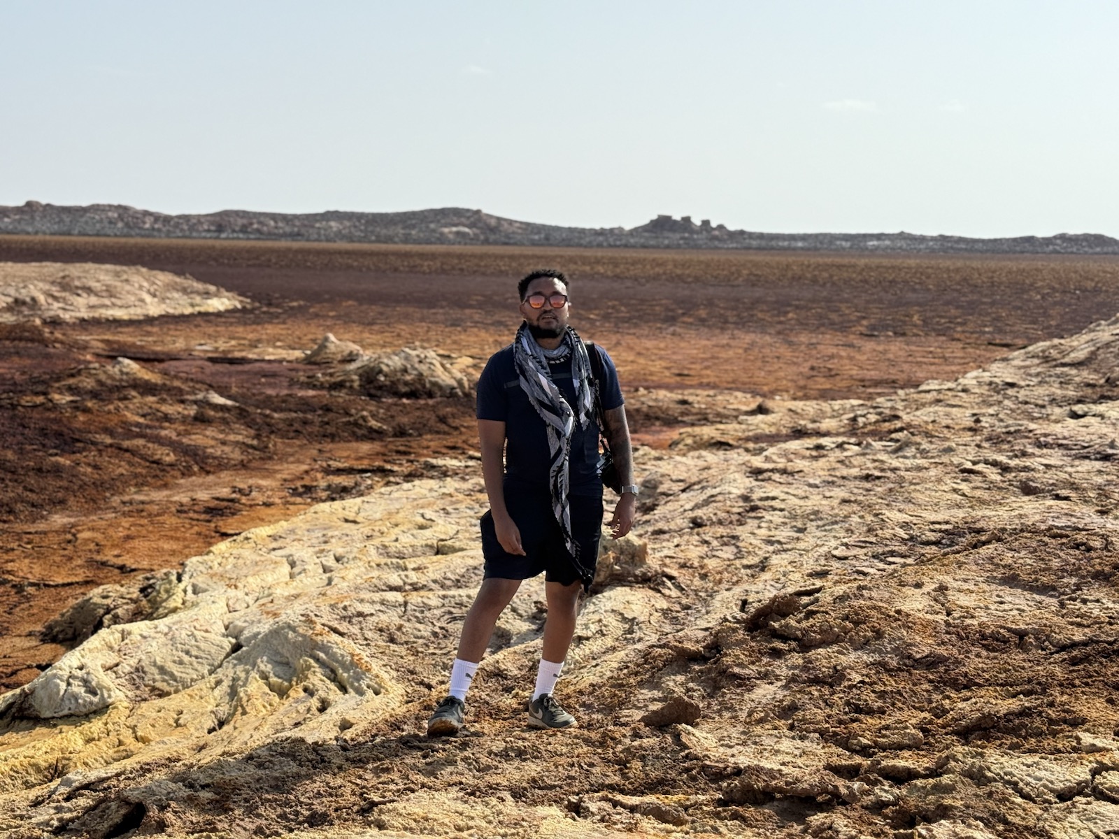 Dawit Feleke during production of the Afar documentary