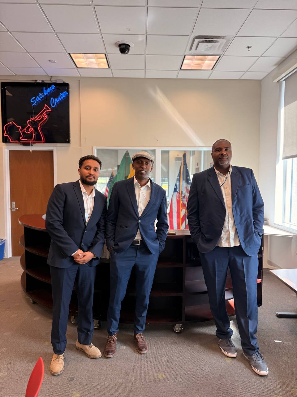 Dawit Feleke with colleagues after presenting the documentary at the U.S. Embassy in Addis Ababa
