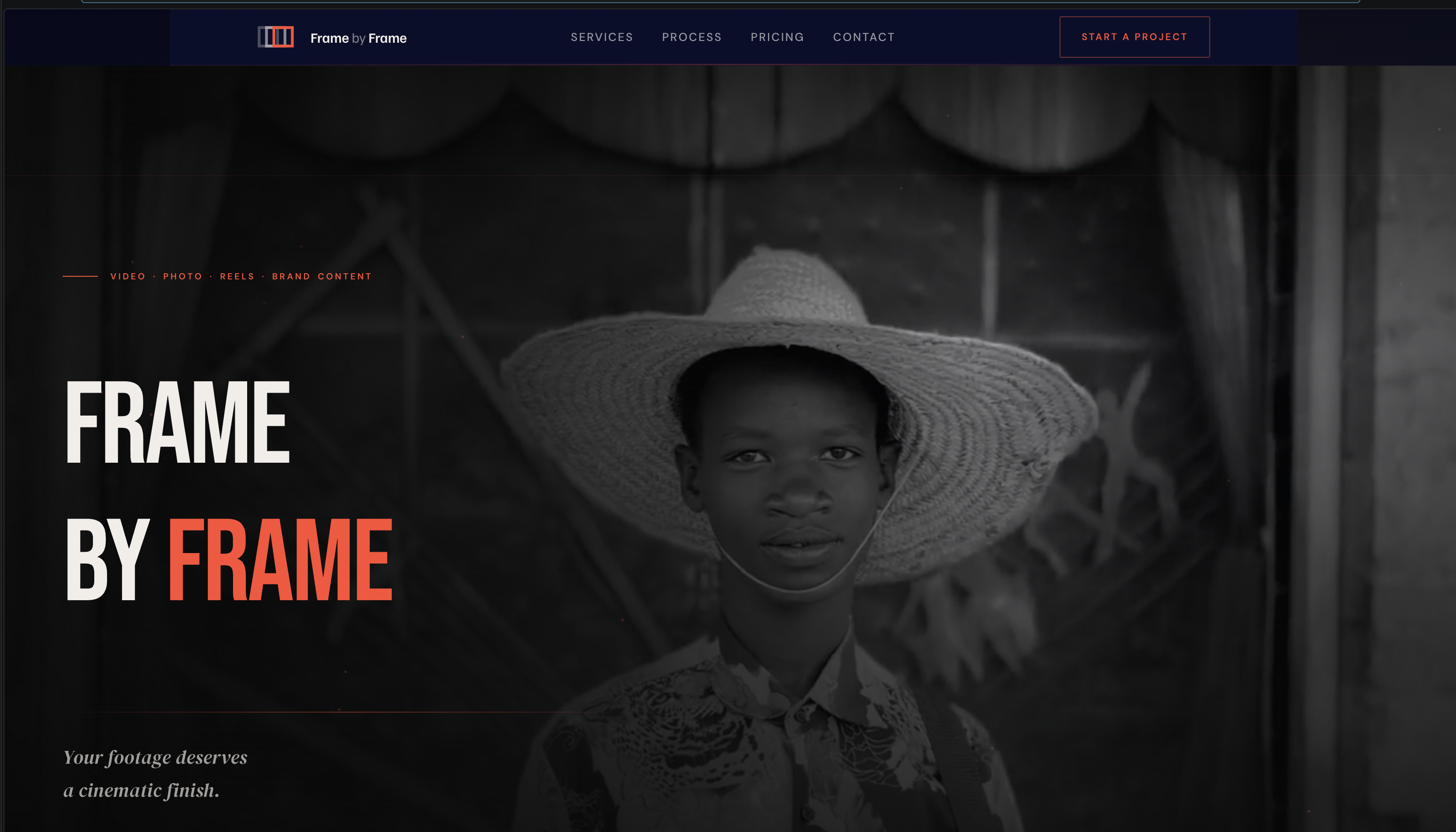 Frame by Frame media production website homepage